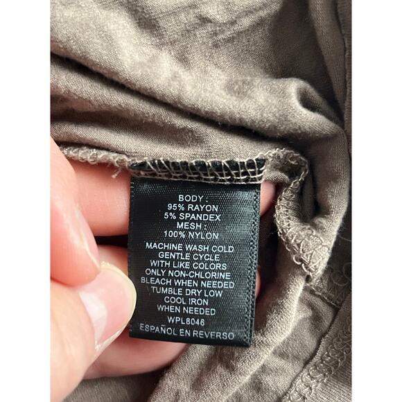 Inc international concepts brown mesh ruched top‎ size large - Picture 6 of 6